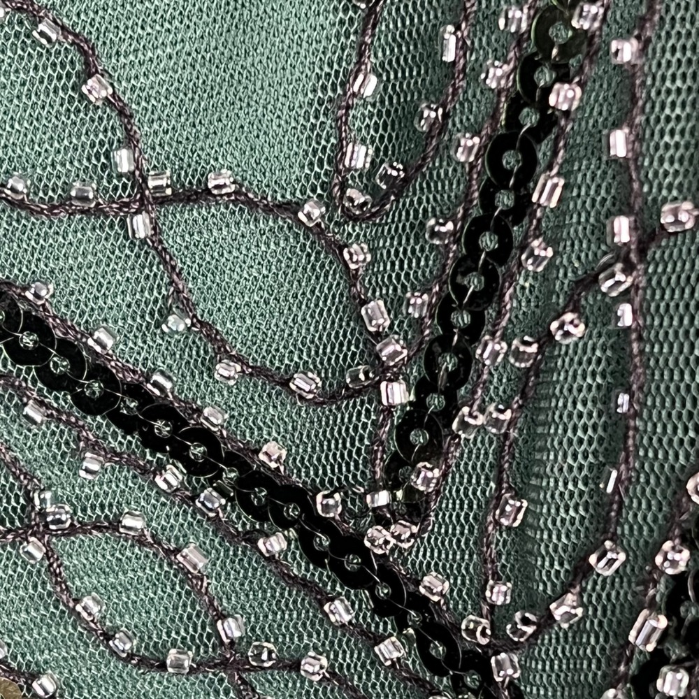Green Sequin Beaded Flapper Dress XS 1920s Great Gatsby Fringe Costume Halloween - Picture 7 of 13